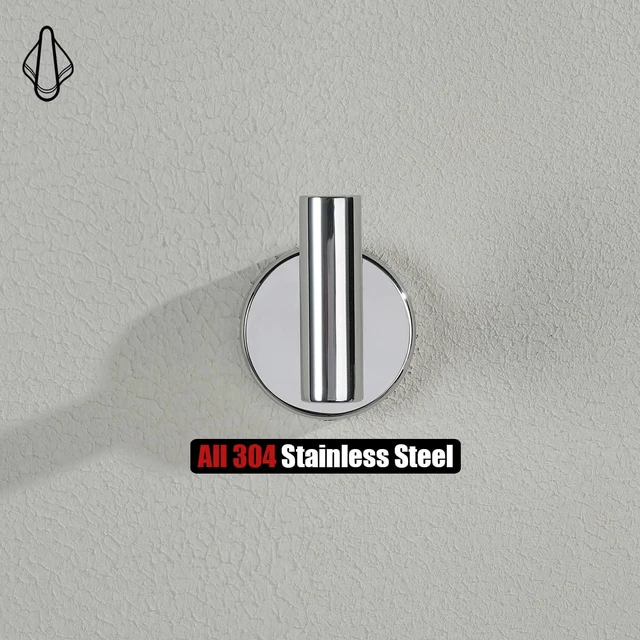 Alt view image 5 of 7 - Chrome Bathroom Towel Hook, 304 Stainless Steel Coat Robe Clothes Hook for Bathroom Kitchen Garage Wall Mounted (Pack of 2), TH100-CH-P2