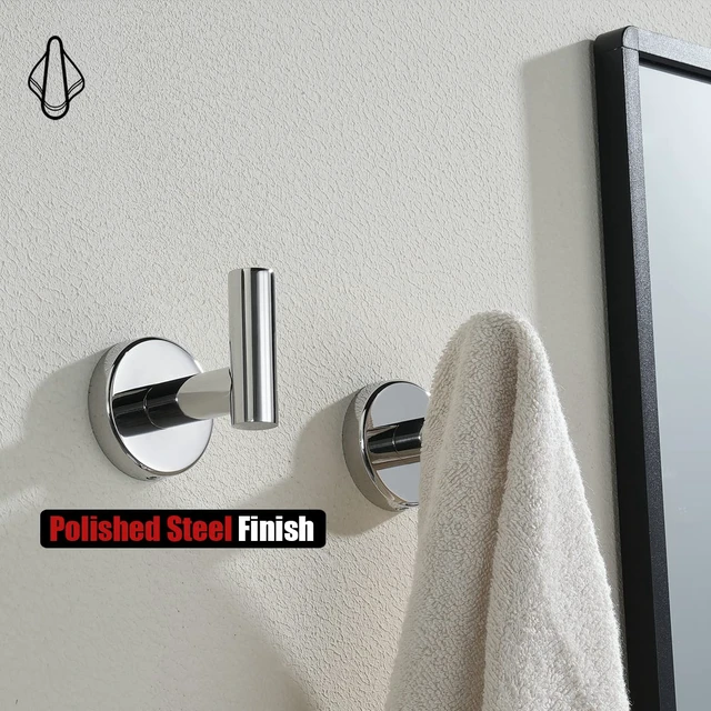 Alt view image 6 of 7 - Chrome Bathroom Towel Hook, 304 Stainless Steel Coat Robe Clothes Hook for Bathroom Kitchen Garage Wall Mounted (Pack of 2), TH100-CH-P2