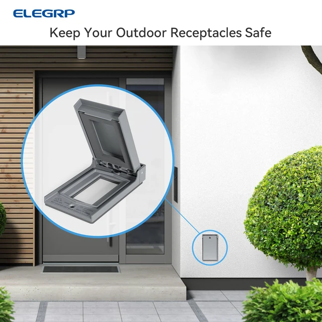 Alt view image 6 of 6 - Vertical Outdoor Cover for Decotative Receptacles, Weatherproof Wall Plate, Outdoor Electrical Outlet Cover, Standard Size 1-Gang 4.85 x 2.82, Thermoplastic, 6 Pack, Grey