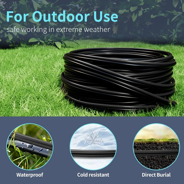 Alt view image 3 of 7 - 300FT 16 Gauge 16/2 Low Voltage Landscape Wire Black 16AWG 2 Conductors Outdoor Low-Voltage Cable Direct Burial Hookup LED Lighting Strips Flexible Cable Copper Clad Aluminum