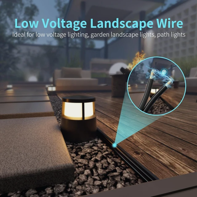 Alt view image 6 of 7 - 300FT 16 Gauge 16/2 Low Voltage Landscape Wire Black 16AWG 2 Conductors Outdoor Low-Voltage Cable Direct Burial Hookup LED Lighting Strips Flexible Cable Copper Clad Aluminum