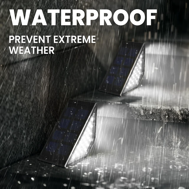 Alt view image 4 of 6 - 6 Pack Solar Step Lights for Outside, 24 LEDs Solar Stair Lights Waterproof IP65, Solar Deck Lights Outdoor Decor for Garden, Porch, Pathway, Patio, Fence(Cold White)