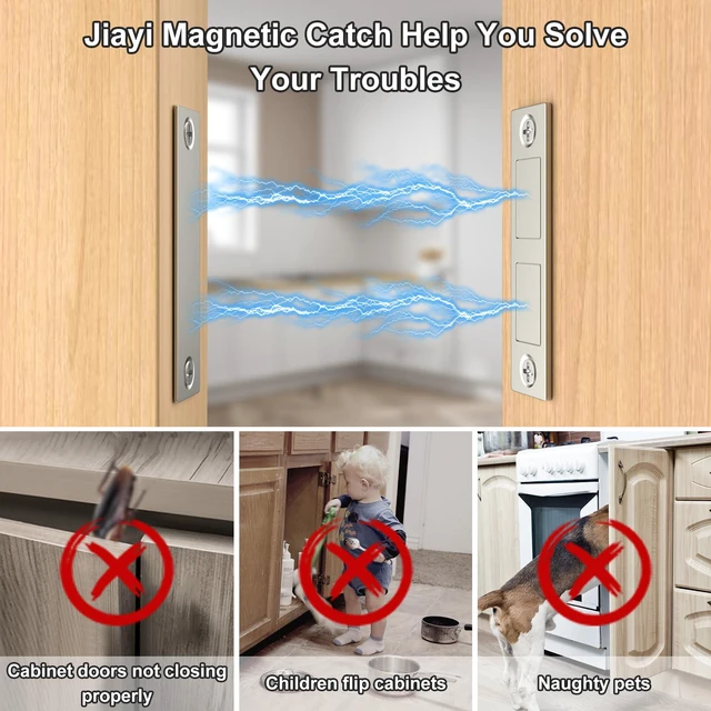 Alt view image 7 of 7 - Cabinet Magnet Door Catch, 8 Pack Ultra Thin Cabinet Door Magnetic 30 LB Kitchen Drawer Magnets Closures, Door Magnetic Catch Cupboard Double Magnets Latch for Wardrobe Closet Door Closing