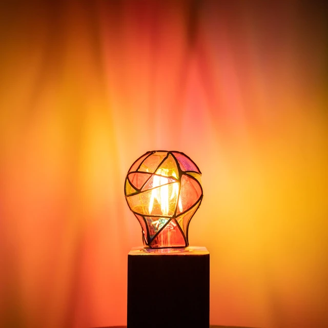Alt view image 3 of 6 - Stained Glass Light Bulb,Rainbow Painted Light Bulb,Mosaic Light Bulb,4W 120V,Multi Colored Colorful Light Bulb Indoor,Fun Romantic Light Bulbs,Unique Decorative Light Bulbs