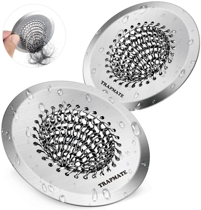 Main image of 2PCS Bathtub Drain Strainer, 2.8" Patented Reversible Shower Tub Drain Hair Catcher, 304 Stainless Steel Drain Cover Protector fits Bathtub & Wash Basin, for Drains Under 2.5 Inches