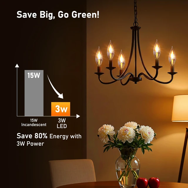 Alt view image 4 of 7 - Upgraded Flame Light Bulbs, E12 Chandelier Base for Home Decor Candelabra Flickering Fire Light Bulb, C35 Clear Candle Light for Halloween Christmas Party Porch Indoor Outdoor Decorations