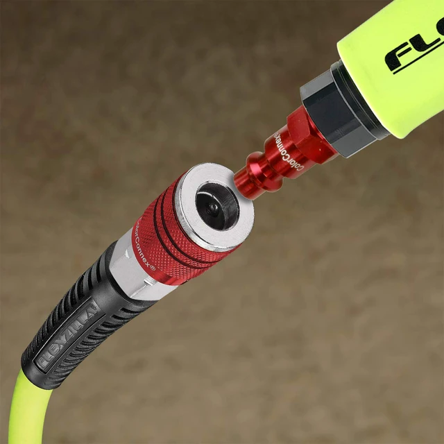 Alt view image 5 of 6 - HFZ14100YW2-D Air Hose with ColorConnex Industrial 100 Feet | 1/4" Hose I.D. | Revolutionary Design | Lightweight and Heavy Duty | Pre-Sealed Threads