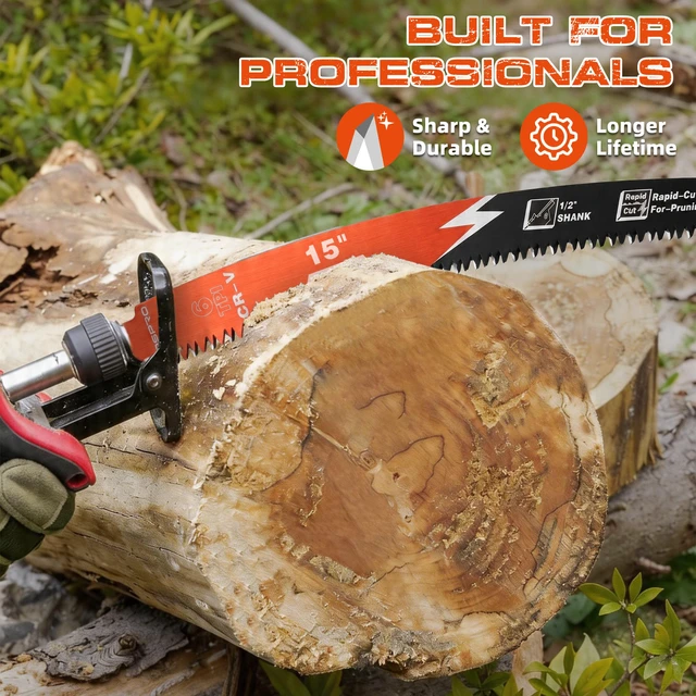 Alt view image 5 of 7 - 15 Inch Arc Edge Reciprocating Saw Blades for Tree Trimming, 10 Pack/6TPI Pruning Blades for Reciprocating Saw, CR-V Steel Reciprocal Saw Blades for Wood Cutting with Organizer Case