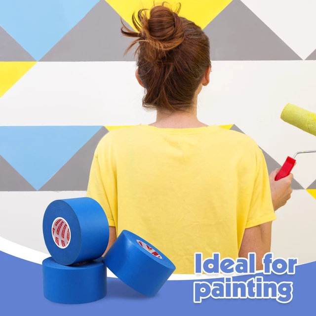 Alt view image 7 of 7 - 5 Rolls Blue Painters Tape 2inch Wide Small Roll Painters Tape Bulk Blue Masking Tape for Wall Painting Edge Treatment DIY Crafts Packaging, 1.89IN × 55Yd × 5 Rolls