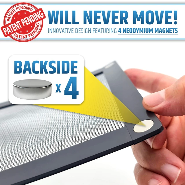 Alt view image 3 of 7 - Powerful Magnetic Vent Screen Mesh Covers (3-Pack - New & Improved) - Will Never Move/Fall - for Floor, Wall & Ceiling Registers of Width 7" to 8", Length 15" to 16" - Strong Neodymium Magnets | Black