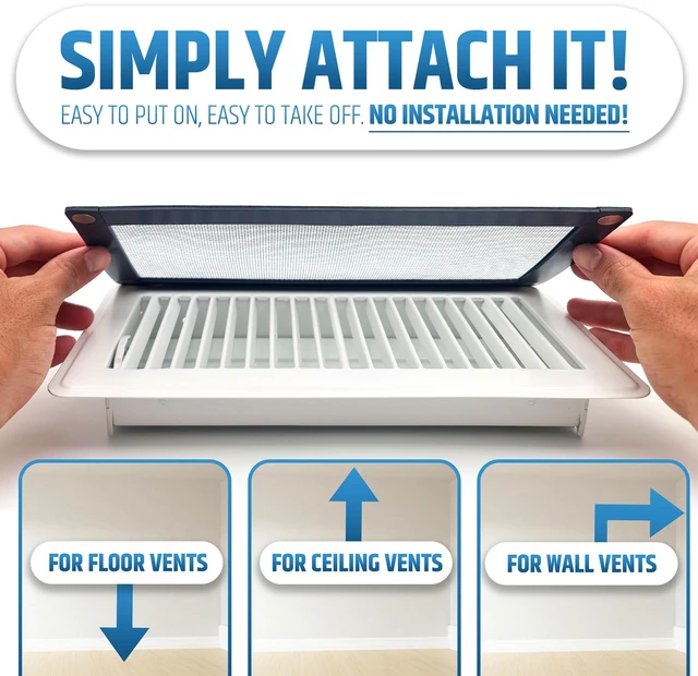 Alt view image 4 of 7 - Powerful Magnetic Vent Screen Mesh Covers (3-Pack - New & Improved) - Will Never Move/Fall - for Floor, Wall & Ceiling Registers of Width 7" to 8", Length 15" to 16" - Strong Neodymium Magnets | White