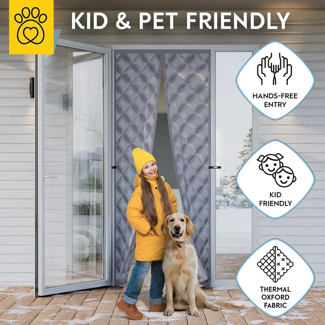 Alt view image 3 of 3 - Thermal Door Curtain - Thermal Door Cover for Winter - Magnetic Thermal Insulated Door Curtain for Winter - Winter Door Insulation - Keeps Warm Air in & Cold Air Out - Home Winterizing Products