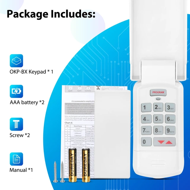 Alt view image 2 of 7 - 1 for Overhead Garage Door Opener Keypad, Compatible with All Overhead/Genie Garage Door Openers, for Model GK-R 37332R OKP-BX GK-BX GWKP, GWK-IC, ACSDG, ACSDA1, ACSD1G, B8QACSDA, B8QACSDA1