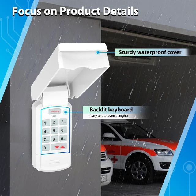 Alt view image 4 of 7 - 1 for Overhead Garage Door Opener Keypad, Compatible with All Overhead/Genie Garage Door Openers, for Model GK-R 37332R OKP-BX GK-BX GWKP, GWK-IC, ACSDG, ACSDA1, ACSD1G, B8QACSDA, B8QACSDA1