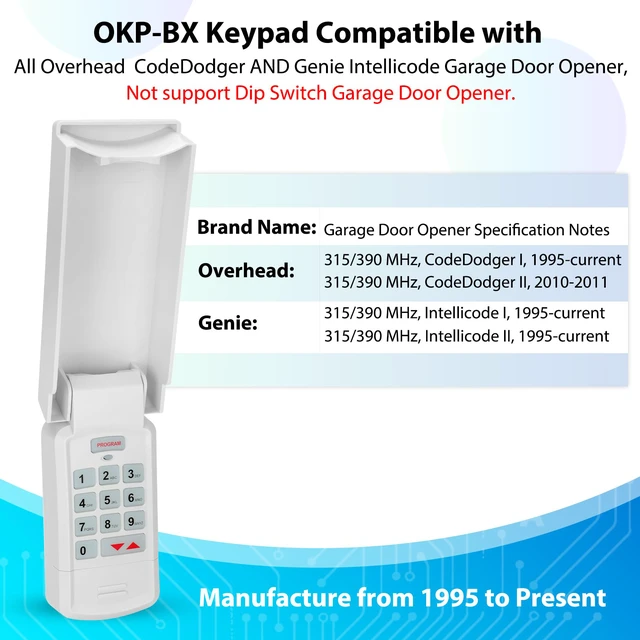 Alt view image 3 of 7 - 1 for Overhead Garage Door Opener Keypad, Compatible with All Overhead/Genie Garage Door Openers, for Model GK-R 37332R OKP-BX GK-BX GWKP, GWK-IC, ACSDG, ACSDA1, ACSD1G, B8QACSDA, B8QACSDA1