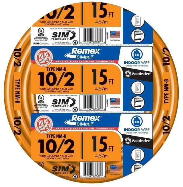 Main image of 28829026 10/2 Awg Romex Simpull 15' Nm-B Cable With Ground