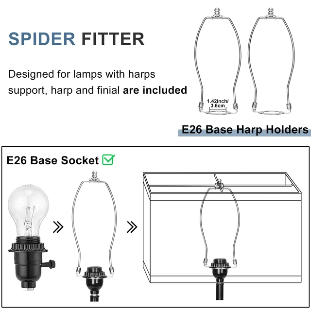 Alt view image 2 of 4 - Rectangle Lamp Shades Set of 2, Large Lamp Shades 16"L x 8"W x 10"H, Gray Rectangular Lampshades for Table Lamps Floor Lamps, Modern Linen Lampshades, Spider, Harp Holders Included, Easy Assembly