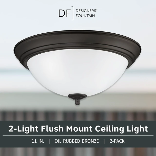 Alt view image 2 of 6 - Flush Mount Ceiling Light, 11 Inch Frosted Glass Lighting Fixture for Kitchen, Bedroom, Bathroom, and Hallway, LED Bulbs not Included, Oil Rubbed Bronze