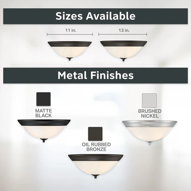 Alt view image 6 of 6 - Flush Mount Ceiling Light, 11 Inch Frosted Glass Lighting Fixture for Kitchen, Bedroom, Bathroom, and Hallway, LED Bulbs not Included, Oil Rubbed Bronze