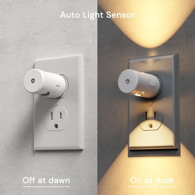 Alt view image 2 of 7 - Night Lights Plug into Wall, Dimmable Night Light Plug in 3000K/5000K/Amber, 5 Lever Brightness, Nightlight Dusk to Dawn, 180° Rotatable, Bedroom, Bathroom, Hallway, White, 6Pack