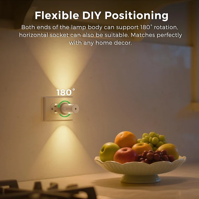 Alt view image 5 of 7 - Night Lights Plug into Wall, Dimmable Night Light Plug in 3000K/5000K/Amber, 5 Lever Brightness, Nightlight Dusk to Dawn, 180° Rotatable, Bedroom, Bathroom, Hallway, White, 6Pack