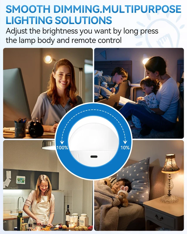 Alt view image 3 of 3 - WirelessGlow Rechargeable Light Bulbs with Remote, 3 Color Temperatures and Dimmable Battery Light Bulbs, Touch Control + USB Rechargeable Battery Operated Light Bulb, A19