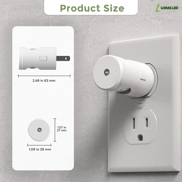 Alt view image 7 of 7 - Night Lights Plug into Wall, Dimmable Night Light Plug in 3000K/5000K/Amber, 5 Lever Brightness, Nightlight Dusk to Dawn, 180° Rotatable, Bedroom, Bathroom, Hallway, White, 6Pack
