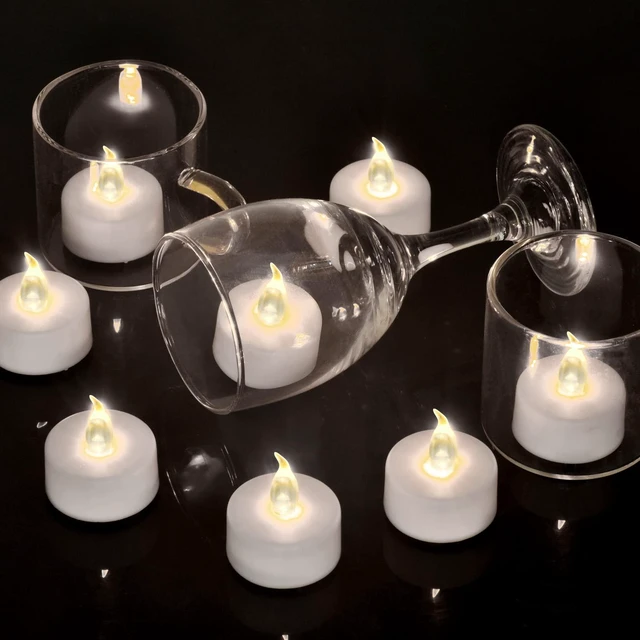 Alt view image 2 of 6 - 200 Pack Flameless LED Tea Lights Candles Flickering 200+ Hours Warm White Battery-Powered Tealight Candle. Ideal for Party, Wedding, Birthday, Gifts and Home Decoration