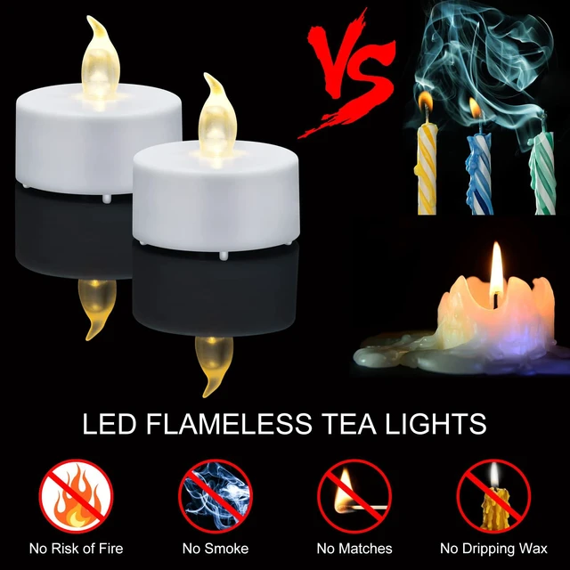 Alt view image 5 of 6 - 200 Pack Flameless LED Tea Lights Candles Flickering 200+ Hours Warm White Battery-Powered Tealight Candle. Ideal for Party, Wedding, Birthday, Gifts and Home Decoration