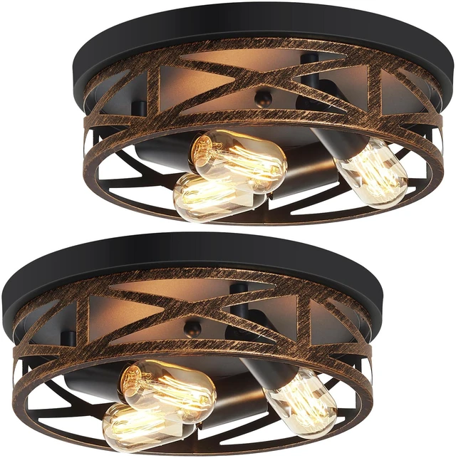 Main image of Farmhouse Flush Mount Ceiling Light,3-Light Ceiling Light Fixture Hallway Ceiling Light Fixtures,Light Fixtures Ceiling Mount for Hallway Kitchen,Entryway,Hall (2 Pack)