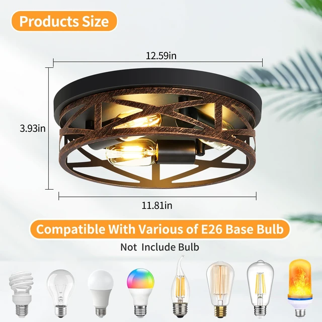 Alt view image 4 of 4 - Farmhouse Flush Mount Ceiling Light,3-Light Ceiling Light Fixture Hallway Ceiling Light Fixtures,Light Fixtures Ceiling Mount for Hallway Kitchen,Entryway,Hall (2 Pack)
