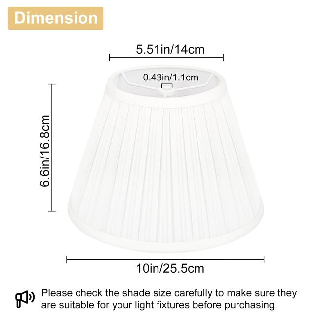 Alt view image 2 of 7 - Small Pleated Lamp Shades Set of 2, 5.5"Top x 10"Bottom x 6.6"High, White Empire Lamp Shades for Table Lamps Wall Sconces, Fabric Lampshades, Spider, Bulb Clip Adapters Included, No Assembly Required