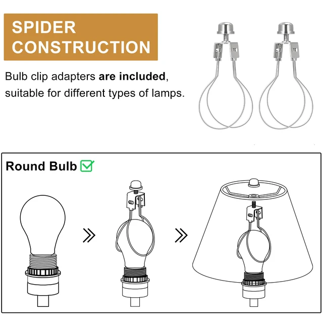Alt view image 4 of 7 - Small Rattan Lamp Shades Set of 2, Boho Lamp Shades for Table Lamps, 5.5" Top x 10" Bottom x 6.6" High, Wicker Lampshade Replacement for Bedroom, Hand Woven, Spider, Bulb Clip Adapters Included