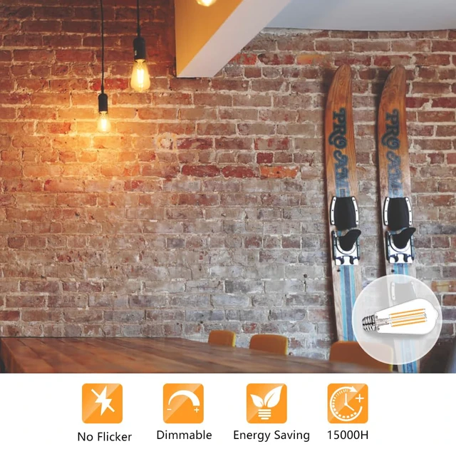Alt view image 6 of 7 - 12Pack ST58/19 Vintage LED Edison Bulbs, E26 LED Bulb 60 Watt Dimmable Warm White 2700K, 800LM 6W Equivalent 60W LED Filament Light Bulb, Shatter Resistant LED Edison Light Bulbs for Home Lighting