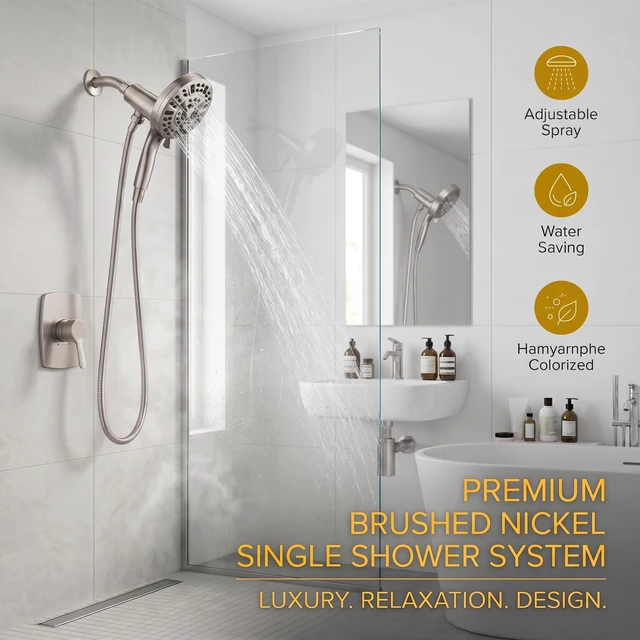 Alt view image 3 of 7 - Magnetic Handheld Shower Head Brushed Nickel Magnetic Docking System,10-Function High Pressure Detachable Shower Head, 5-inch Shower head with 60 Inch Hose