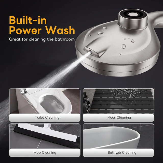 Alt view image 5 of 7 - Magnetic Handheld Shower Head Brushed Nickel Magnetic Docking System,10-Function High Pressure Detachable Shower Head, 5-inch Shower head with 60 Inch Hose