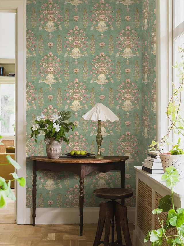 Alt view image 3 of 7 - Floral Wallpaper Peel and Stick Wallpaper Modern Contact Paper 17.3nx393.7in Self Adhesive Wall Paper for Bedroom Bathroom Shelf Liner Decor Removable