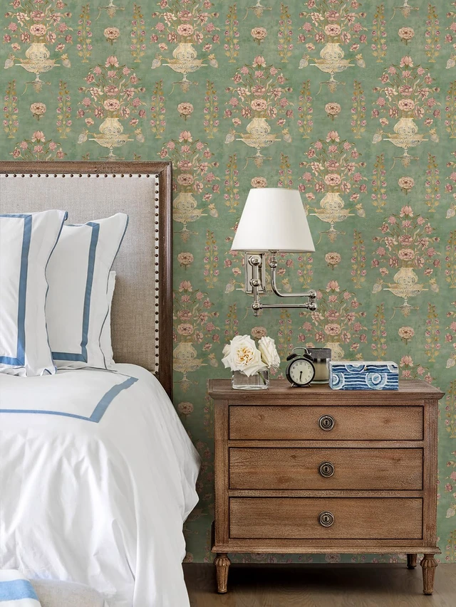 Alt view image 5 of 7 - Floral Wallpaper Peel and Stick Wallpaper Modern Contact Paper 17.3nx393.7in Self Adhesive Wall Paper for Bedroom Bathroom Shelf Liner Decor Removable