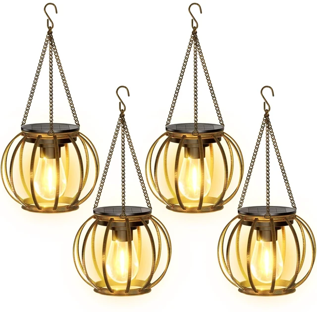 Main image of Solar Lanterns Outdoor Waterproof, 4 Pack Upgraded Bronze Metal Hanging Solar Lights Outdoor Lanterns, Brighter Auto On/Off Outdoor Hanging Lantern for Yard Patio Pathway Porch Garden Decor