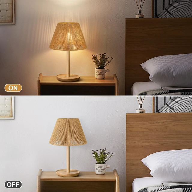 Alt view image 6 of 7 - Small Rattan Lamp Shades Set of 2, Boho Lamp Shades for Table Lamps, 5.5" Top x 10" Bottom x 6.6" High, Wicker Lampshade Replacement for Bedroom, Hand Woven, Spider, Bulb Clip Adapters Included