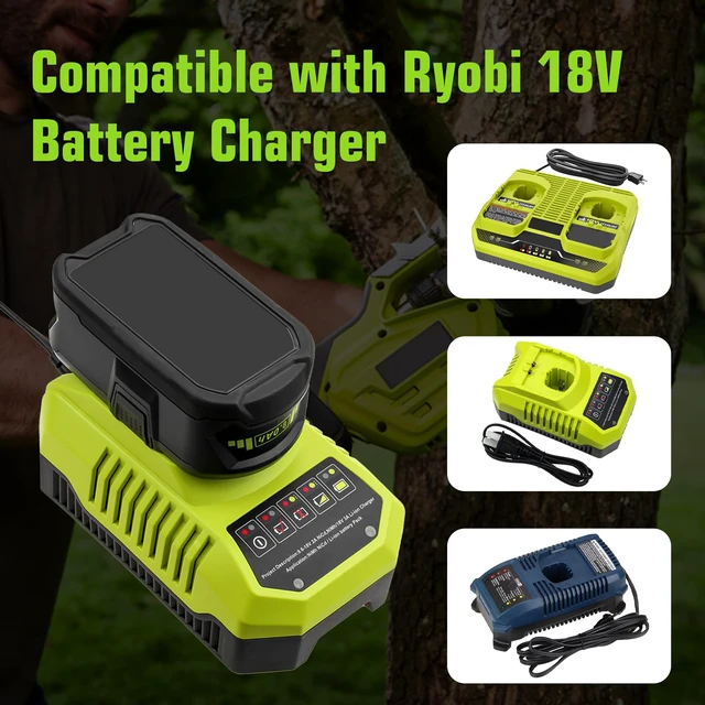 Alt view image 5 of 7 - 2 Packs 8000mAh Replacement for Ryobi 18V Battery P108(Green) Compatible with Ryobi 18 Volt Batteries P189 P190 P109 P107 P105 P104 P103 P102 P122