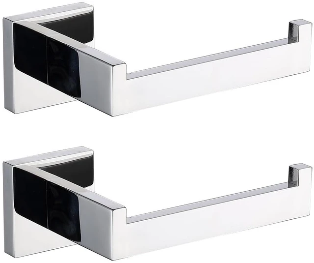 Main image of Polished Chrome Toilet Paper Holder SUS304 Stainless Steel, Modern Square Half Open Bathroom 5 inch TP Holder Wall Mount Rustfree Tissue Roll Dispenser for Washroom Kitchen 2 Pack