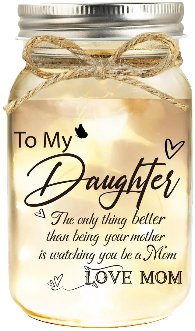 Main image of Daughter Mason Jar Night Lights - Daughter Gifts from mom Christmas Mother's Day Birthday Gift for Daughter, Daughters Gifts Mother's Day Graduation Decorative Jar Light Night
