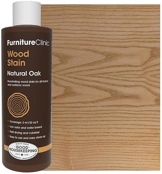 Main image of Wood Stain | Natural Oak | Water Based | Fast Drying, Low Odor, & Non-Toxic | for Indoor & Outdoor and More | Multiple Finishes | (8.5oz / 250ml)