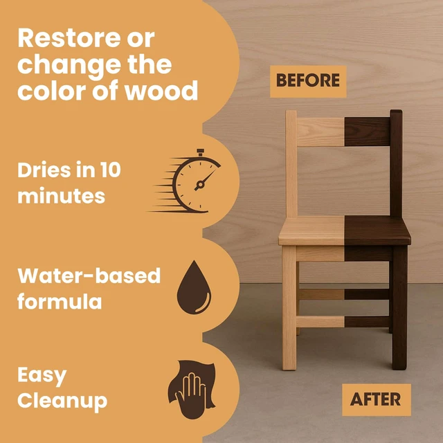 Alt view image 3 of 7 - Wood Stain | Natural Oak | Water Based | Fast Drying, Low Odor, & Non-Toxic | for Indoor & Outdoor and More | Multiple Finishes | (8.5oz / 250ml)