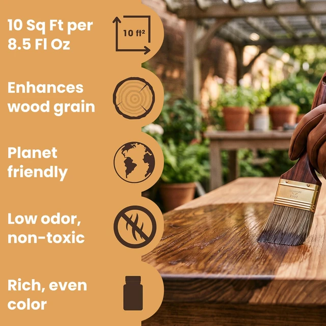 Alt view image 6 of 7 - Wood Stain | Natural Oak | Water Based | Fast Drying, Low Odor, & Non-Toxic | for Indoor & Outdoor and More | Multiple Finishes | (8.5oz / 250ml)