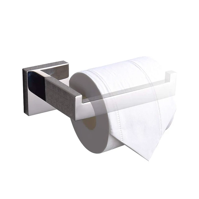 Alt view image 2 of 7 - Polished Chrome Toilet Paper Holder SUS304 Stainless Steel, Modern Square Half Open Bathroom 5 inch TP Holder Wall Mount Rustfree Tissue Roll Dispenser for Washroom Kitchen 2 Pack