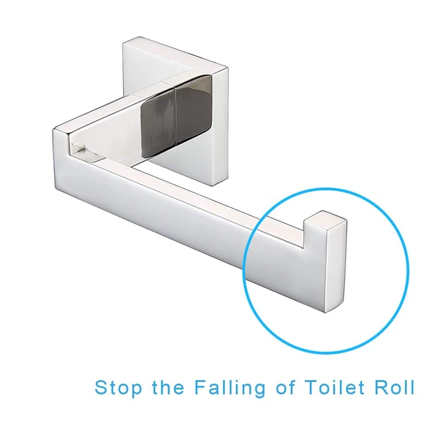 Alt view image 4 of 7 - Polished Chrome Toilet Paper Holder SUS304 Stainless Steel, Modern Square Half Open Bathroom 5 inch TP Holder Wall Mount Rustfree Tissue Roll Dispenser for Washroom Kitchen 2 Pack