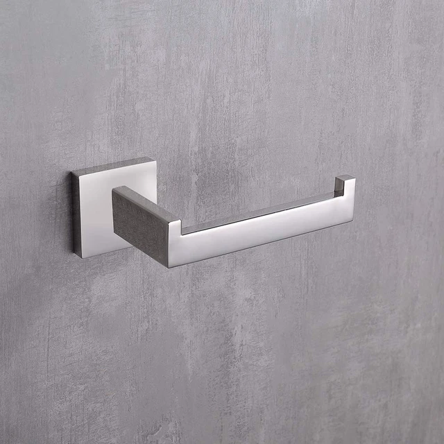 Alt view image 5 of 7 - Polished Chrome Toilet Paper Holder SUS304 Stainless Steel, Modern Square Half Open Bathroom 5 inch TP Holder Wall Mount Rustfree Tissue Roll Dispenser for Washroom Kitchen 2 Pack