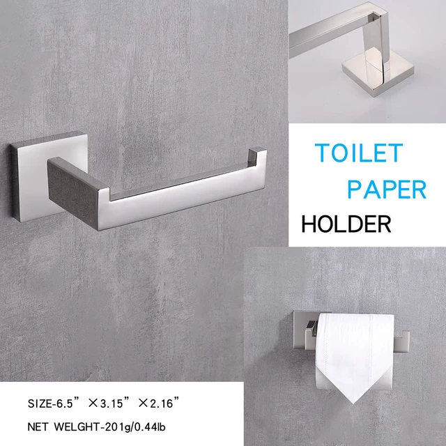 Alt view image 7 of 7 - Polished Chrome Toilet Paper Holder SUS304 Stainless Steel, Modern Square Half Open Bathroom 5 inch TP Holder Wall Mount Rustfree Tissue Roll Dispenser for Washroom Kitchen 2 Pack
